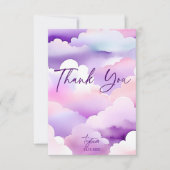 雲の赤ちゃんシャワー紫の雲の赤ちゃんシャワー サンキューカード (正面)