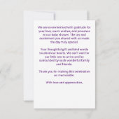 雲の赤ちゃんシャワー紫の雲の赤ちゃんシャワー サンキューカード (裏面)