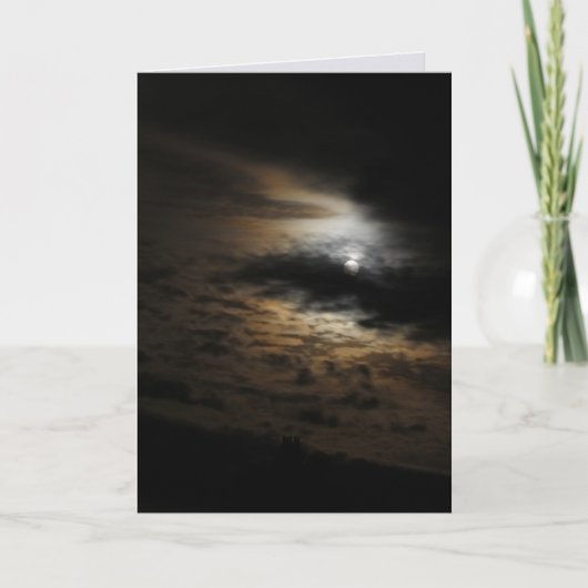 雲の輝く上の月光の写真空白の カード (正面)