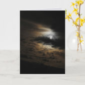 雲の輝く上の月光の写真空白の カード (黄色い花)