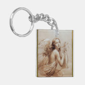 雲の遊上の天使のリラ キーホルダー (正面左)