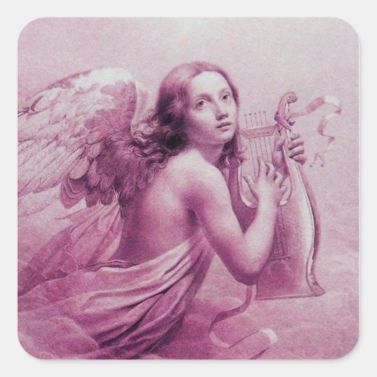 雲の遊上の天使のリラ スクエアシール (正面)