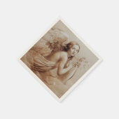 雲の遊上の天使のリラ スタンダードカクテルナプキン (角)