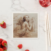 雲の遊上の天使のリラ スタンダードカクテルナプキン (インサイチュ)