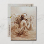 雲の遊上の天使のリラ ポストカード (正面/裏面)