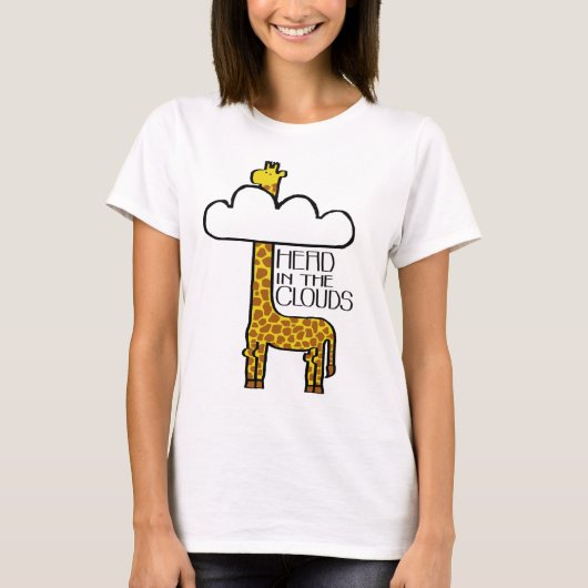 "雲の頭部"のキリンの女性Tシャツ Tシャツ (正面)