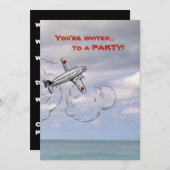 雲の飛行機の招待状|のジェット機 招待状 (正面/裏面)