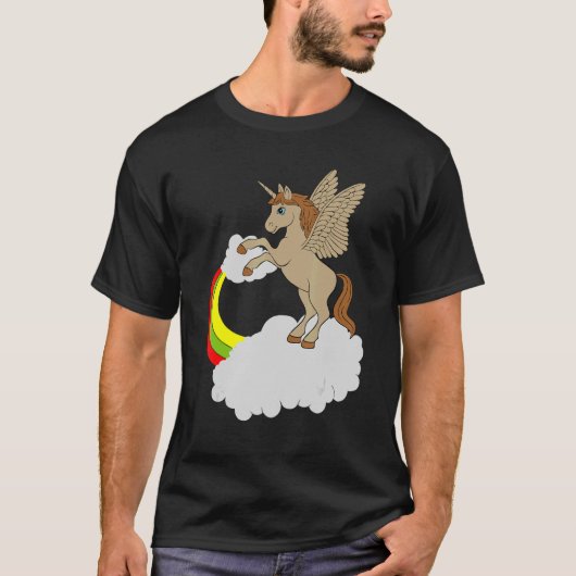 雲の馬に虹を描いたユニコーン1 Tシャツ (正面)