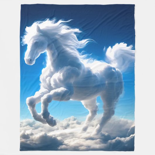 雲の馬 フリースブランケット (正面)