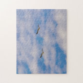 雲の2鳥飛んでいる自由の夏のパズル ジグソーパズル (縦)