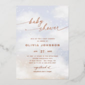 雲をテーマにしたベビースシャワー 箔招待状 (正面)