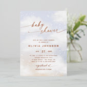 雲をテーマにしたベビースシャワー 箔招待状 (立ち正面)