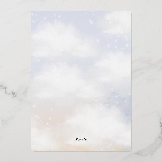 雲をテーマにしたベビースシャワー 箔招待状 (裏面)