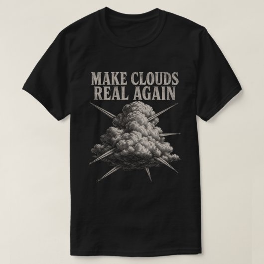 雲を再び現実に - 雲と飛行機のアート Tシャツ (デザイン正面)