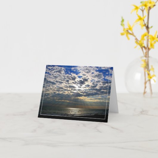 雲を通して太陽光線を折り畳んだグリーティングカード カード (黄色い花)