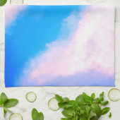 雲を離れて – 青いピンク色の雲キッチンタオル キッチンタオル (折り畳み)