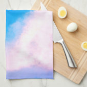 雲を離れて – 青いピンク色の雲キッチンタオル キッチンタオル (四つ折り)
