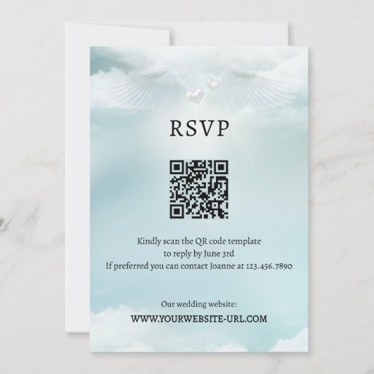 雲エレガント九天使の翼すべて結婚の 招待状 (裏面)