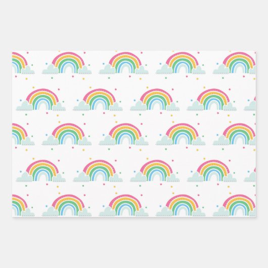 雲カラフルの紙吹雪数々のとカラー三角形 ラッピングペーパーシート (正面3)