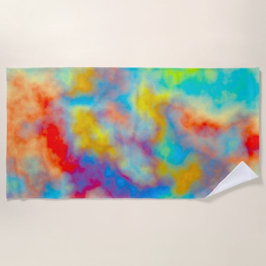 雲カラフル装飾用クッション ビーチタオル (正面)