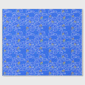 雲カラフル雨虹の青パターン ラッピングペーパー (フラット)