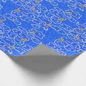 雲カラフル雨虹の青パターン ラッピングペーパー (角)