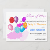 雲カラフル風船の幼稚園 招待状 (正面)