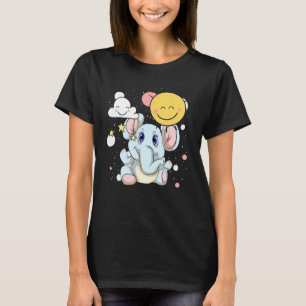 雲サファリアフリカ動物園の動物可愛いベビー象牙 Tシャツ
