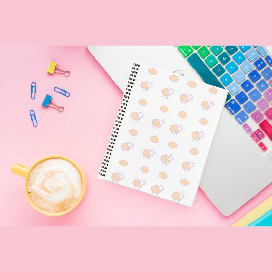 雲スタイリッシュ模様のかわいいピンクの羊 ノートブック