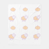 雲スタイリッシュ模様のかわいいピンクの羊 フリースブランケット (正面)