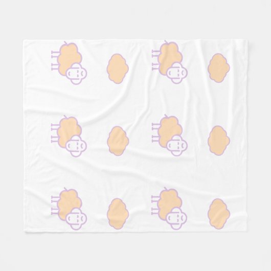 雲スタイリッシュ模様のかわいいピンクの羊 フリースブランケット (正面(横))