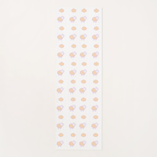 雲スタイリッシュ模様のかわいいピンクの羊 ヨガマット (正面)