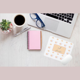 雲スタイリッシュ模様モノグラムのピンクの羊 マウスパッド