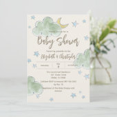 雲スタームーンニュートラルカップルベビーシャワーボーイ 招待状 (スタンド正面)