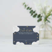 雲ダークブルー男の子の赤ちゃんシャワーおむつラッフル 名刺 (スタンド正面)