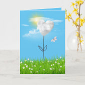 雲ハート考えるの花 カード (黄色い花)