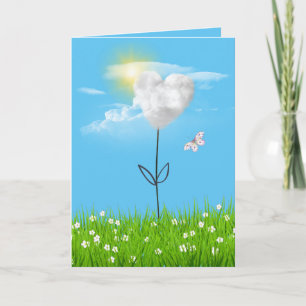 雲ハート考えるの花 カード