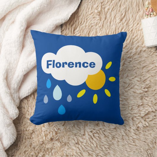 雲パーソナライズされたと雨とサンシャインクッション クッション (ブランケット)