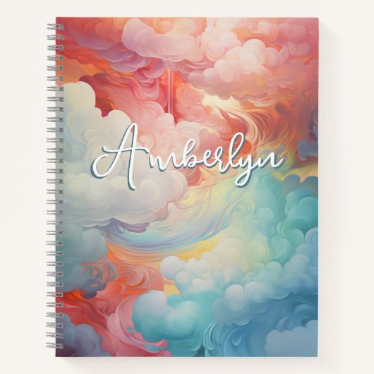 雲パーソナライズされた万華鏡のように千変万化するパターン ノートブック (正面)