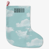 雲パーソナライズされた ラージクリスマスストッキング (正面)