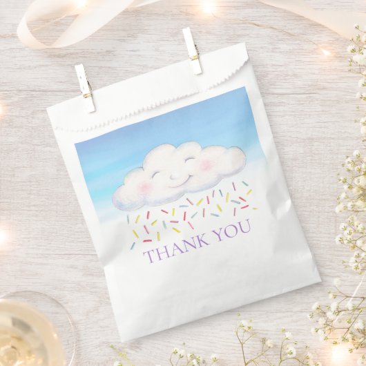 雲ベビーの青い水の色を振感謝していり掛ける フェイバーバッグ (クリップ留めされた状態)