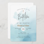 雲モダン水彩洗礼 招待状 (正面/裏面)