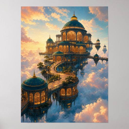 雲上の浮遊図書館 12x16 ポスター (正面)