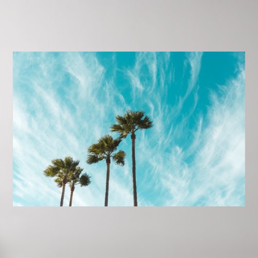 雲下に緑の葉樹が三本 ポスター (正面)