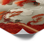 雲中国の赤金ゴールドホワイトカラーポスター ポスター (角)