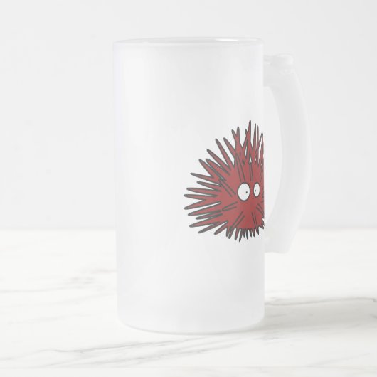 雲丹の単とげだらけの赤いハリネズミの海 フロストグラスビールジョッキ (正面右)