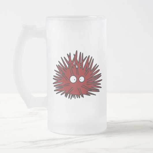 雲丹の単とげだらけの赤いハリネズミの海 フロストグラスビールジョッキ (左)