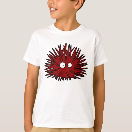 雲丹の単とげだらけの赤いハリネズミの海 Tシャツ (正面)