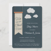 雲九モダンブルースカイ赤ちゃんシャワー 招待状 (正面)