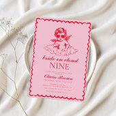 雲九レトロ手描きブライダルシャワー 招待状